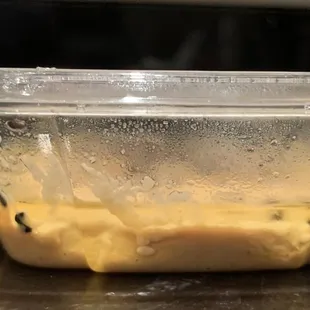 The oily and watery hummus. Barely a quarter in the container. Unappetizing and a total ripoff!