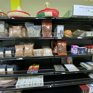 shelves of food in a grocery store