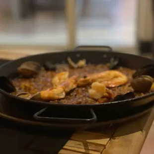 a pan of food on a table