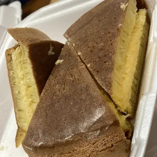 Martabak keju aka indonesian cheese pancake.  If u like pancake this one good