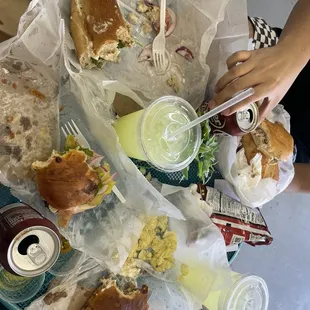 a table full of food