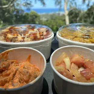 Spicy ahi (bottom leftt) Hamachi (bottom right)  We ordered the top bowls from Itchy Butt next door.