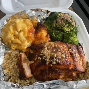 Stuffed Salmon, Mac &amp; Cheese, and Broccoli