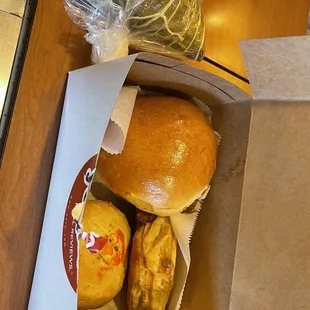 From left; Sticky Rice Dumpling, Pork Chop Peking Style Curry Beef Puff and Winter Melon Cake