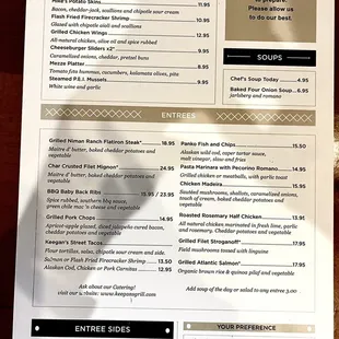 a menu on a table