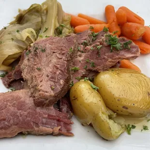 Famous corned beef dinner on St Pat&apos;s Day