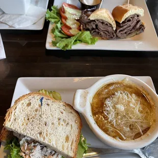 $14.95 French dip  and $10.95 lunch special half walnut chicken and French onion soup.