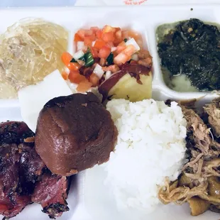 A catered feast of Hawaiian foods was served