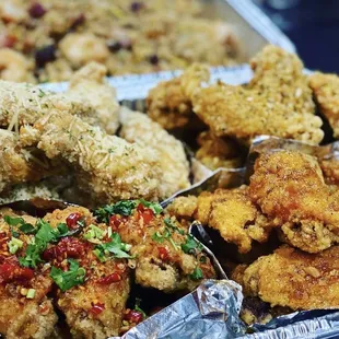 We offer party trays for wings/hibachi fried rices/garlic noodles/eggrolls