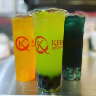 Over ice Passion Fruit, HoneyDew, Blue Hawaiian