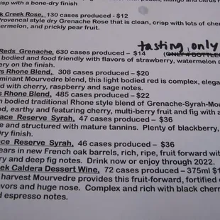 Tasting list - part 2