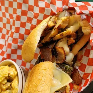 Santa Fe Chicken Sandwich. The chicken was too dry and over cooked but the mushroom's, gooey cheese and pepper's were out of this world.