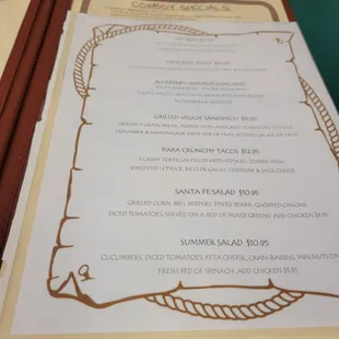 menu