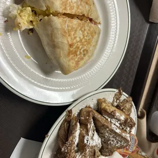 Bacon, Egg, &amp; Cheese Burrito and The French Toast