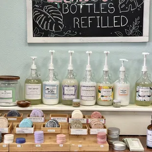 Bath bombs, shampoo, condition and lotions