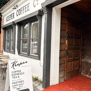 Store front with amazing wood door