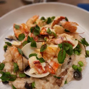 Frankly one of the best seafood risotto's I have ever had.  Beautiful presentation, soft flavorful lobster craws, crisp shrimps and clams.