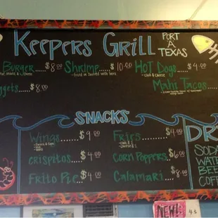 The pier menu..