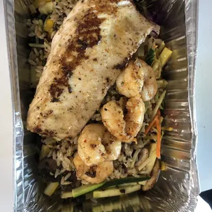 Fish and shrimp hibachi