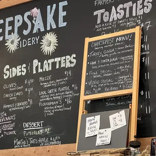a menu on a chalkboard