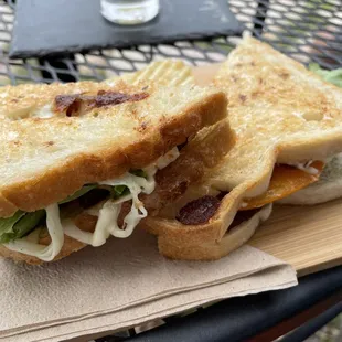 BLT toasties. Local grown tomatoes plucked just that morning. Perfectly toasted bread. Life is good!