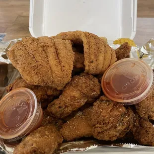 Half chicken and half fish