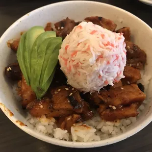 Patrick bowl with spicy teriyaki chicken