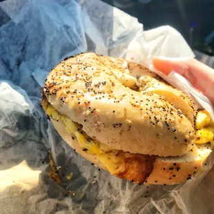 Egg sandwich on a bagel