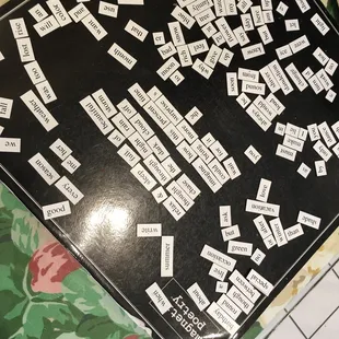 Magnetic poetry while you wait