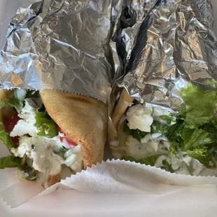 a sandwich wrapped in foil