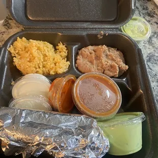 Flautas to go (added an extra tomato sauce)