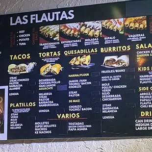 Drive thru menu