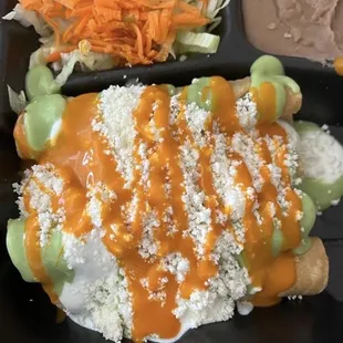 Flautas. (I added buffalo sauce from home)