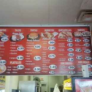 The menu