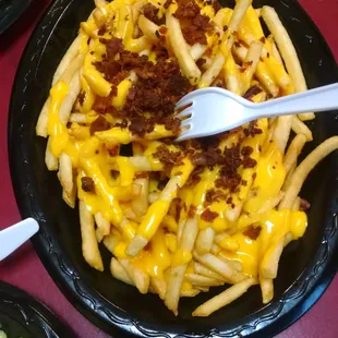 Bacon cheese fries!  Yummo!