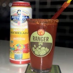 a drink and a can