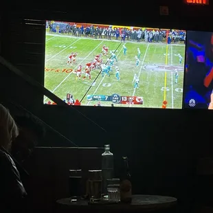 a football game on television