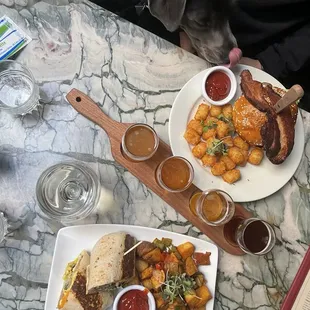 Keg Smash Burger, breakfast burrito