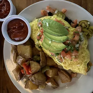 Texi-Mexi omelette - delish!  Thanks for all the jalapeños!