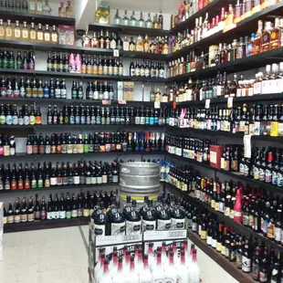 a wide selection of beer bottles