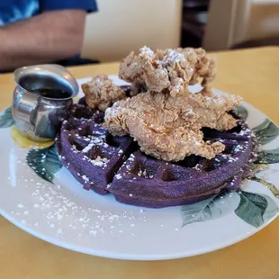 Ube waffle and chicken