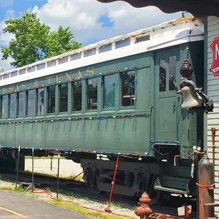 a green train car