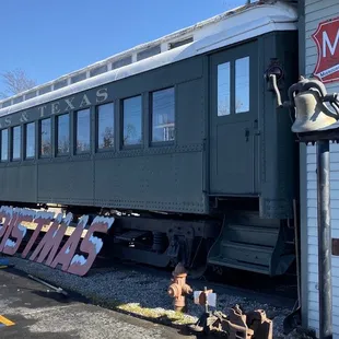 Part of the restaurant is an old MKT passenger car.