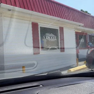 a view from inside the car