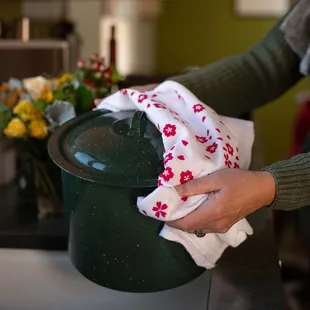 Grab our towel as an extra pot holder when cooking heats up in the kitchen!