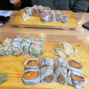 Spicy tuna, spicy salmon, south 1 and south 2