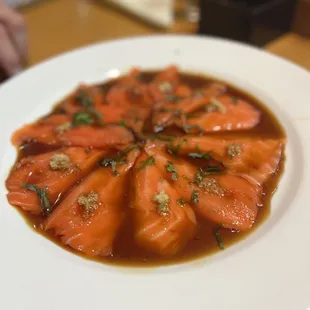 Tasmanian Sea trout with ginger and Japanese mint and citrus soy