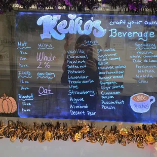 Updated menu to customize your drink