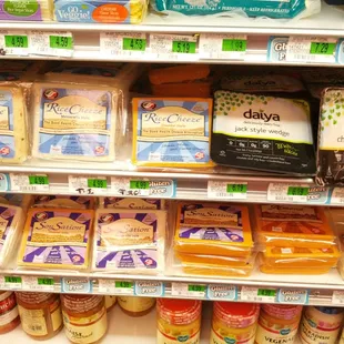 Plenty of Non dairy based &quot;cheese&quot; . Wayyy more options than you&apos;ll find at Vons, Ralphs, or Albertons!