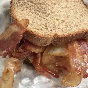 Bacon and Egg Sandwich on wheat bread